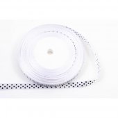 Panglica Satin cu Buline 1cm/45m Alb