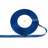 Panglica Satin cu Buline 1cm/45m Albastru