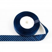 Panglica Satin cu Buline 2.5cm/45m Bleumarin