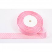 Panglica Satin cu Buline 2.5cm/45m Roz
