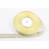 Panglica Satin cu Buline 2.5cm/90m Crem