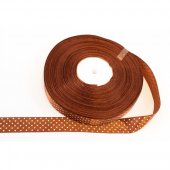Panglica Satin cu Buline 2.5cm/90m Maro