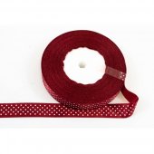 Panglica Satin cu Buline 2cm/45m Grena