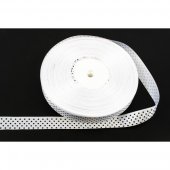 Panglica Satin cu Buline 2cm/90m Alb