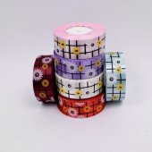 Panglica Satin cu Flori Imprimate, rola 45 m, latime 4 cm