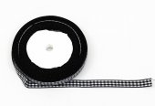 Panglica textil Carouri 1cm-22metri Negru Alb