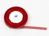 Panglica textil Carouri 1cm-22metri Rosu Alb