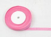 Panglica textil Carouri 1cm-22metri Roz Alb