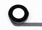 Panglica textil Carouri 2cm-22metri Negru Alb