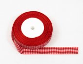 Panglica textil Carouri 2cm-22metri Rosu Alb