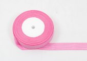Panglica textil Carouri 2cm-22metri Roz Alb