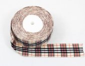 Panglica textil Carouri 4cm-22metri Crem Negru