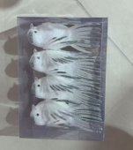 Pasari decorative albe cu sclipici, 4 buc