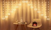 Perdea LED cu fulgi de zapada, 3 m, alb cald