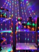 Perdea luminoasa LED de Craciun, 120 LED, 3 m x 1 m, multicolor