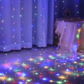 Perdea luminoasa LED de Craciun, 3 m x 3 m, multicolor