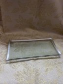 Platou Din Sticla Dreptunghiular Margine Argintiu 6/set