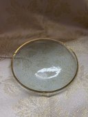 Platou Din Sticla Rotund Margine Aurie 6/set