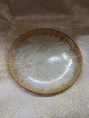 Platou Din Sticla Rotund Vopsit Auriu 6/set