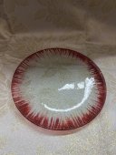 Platou Din Sticla Rotund Vopsit Rosu 6/set