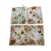 Pungi Cadou Craciun Globuri si Flori Craciun Metalizat 12/set 26x32x10cm
