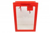 Pungi Cadou Hartie Cu Fereastra Rosii 12/Set 20x20x20 cm