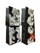 Pungi Cadou Negre Cu Flori Albe 12/set 44x31x12