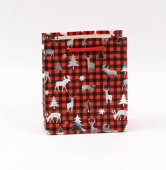 Pungi Cadou Negru-Rosu Ren, Brad Argintiu18x24X8,5 12/Set