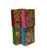 Pungi Cadou Vertical Galben Auriu Cu Flori 18x23x8 12/set