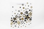 Pungi Pentru Cadou Albe Cu Stelute Cu Sclipici12/Set 26x32x10 cm