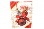 Pungi Pentru Cadou Craciun Bej Cu 3 Globuri Agatate 55x40x15 Cm 12/Set