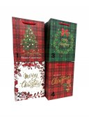 Pungi Pentru Cadou Craciun Fond Carouri Si Coronita 12/Set 18x23x10 cm