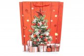 Pungi Pentru Cadou Craciun Rosie Cu Brad Impodobit 55x40x15 Cm 12/Set