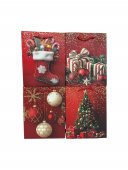 Pungi Pentru Cadou Craciun Rosii Cu Gheata,Cadouri,Globuri,Brad 12/Set 18x23x10 cm