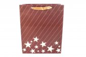 Pungi Pentru Cadou Maro Cu Dungi Punctate Si Stele 12/Set 26x32x10 cm