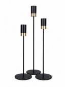 Suport Lumanare Metal Negru Cilindric 3/set