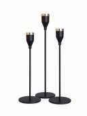Suport Lumanare Metal Negru Conic 3/set