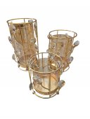 Suport Pentru Lumanare Metal Auriu Si Sticla Fumurie 24 cm