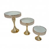 Suport Rotund Inalt Cu Pietre Transparente 3/Set