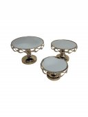 Suporti Pentru Prajituri Din Metal Cu Oglinda Cu Margine Metalica Dantelata Auriu 3/Set