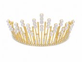 Tiara aurie cu cristale marquise transparente si filigran vegetal