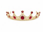 Tiara aurie joasa cu pietre rosii rotunde mari