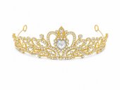 Tiara baroc aurie cu inima de cristal - design romantic