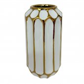 Vaza decorativa Din Ceramica Alba Cu Romburi Sus Si Jos